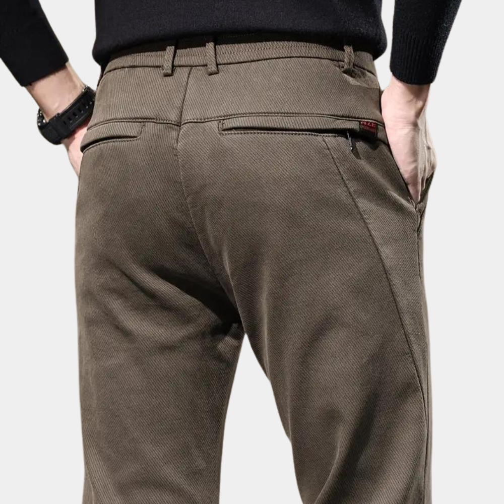 Slim Fit Semi-Formelne Spodnie Męskie - Luca-Brązowy-36-Trend Polska