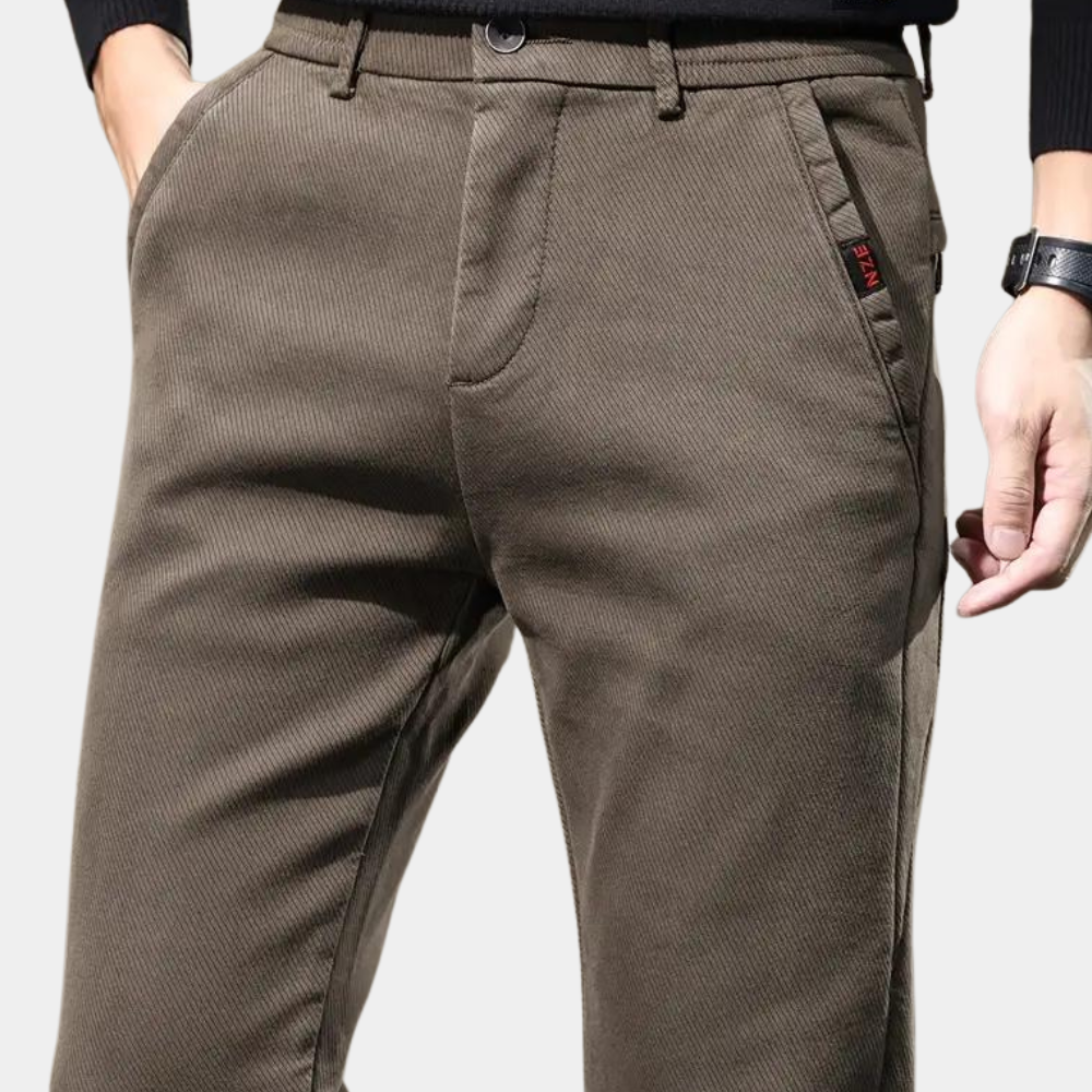 Slim Fit Semi-Formelne Spodnie Męskie - Luca-Brązowy-36-Trend Polska