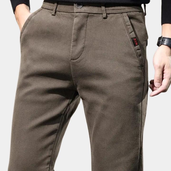 Slim Fit Semi-Formelne Spodnie Męskie - Luca-Brązowy-36-Trend Polska