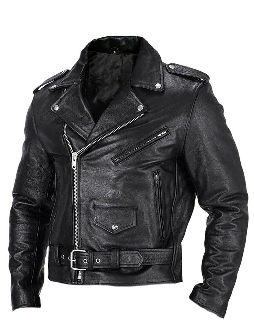 Slim Fit Skórzana Męska Kurtka Motocyklowa z Stojącym Kołnierzem - Ryder-Czarny-XS-Trend Polska