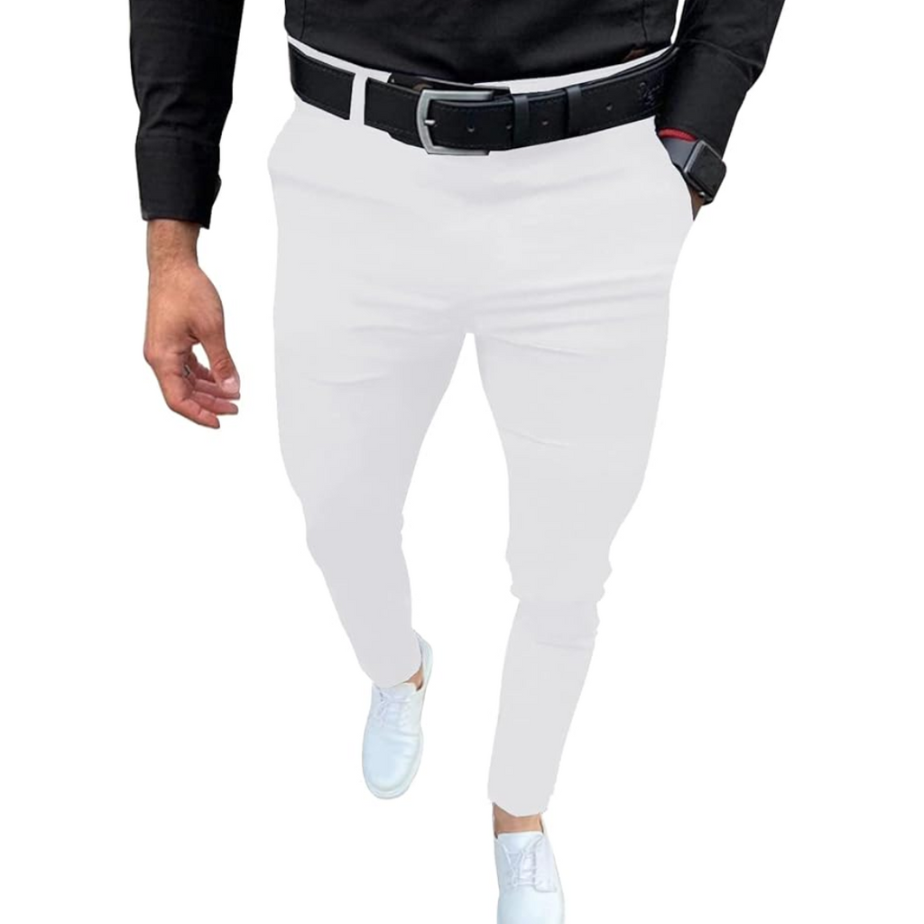 Slim Fit Stretch Męskie Spodnie - Boaz-Biały-S-Trend Polska