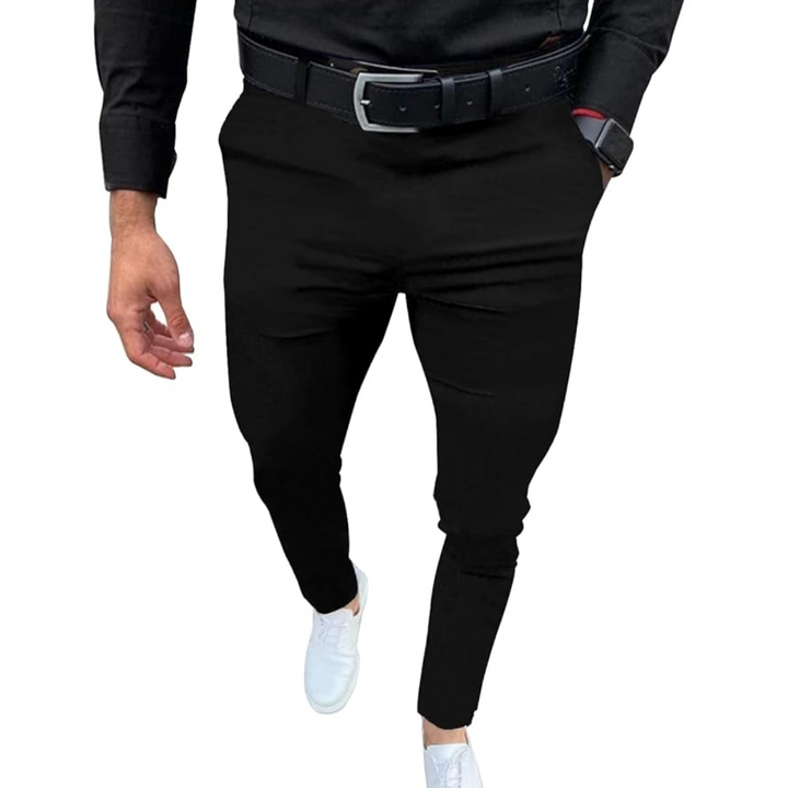 Slim Fit Stretch Męskie Spodnie - Boaz-Czarny-S-Trend Polska