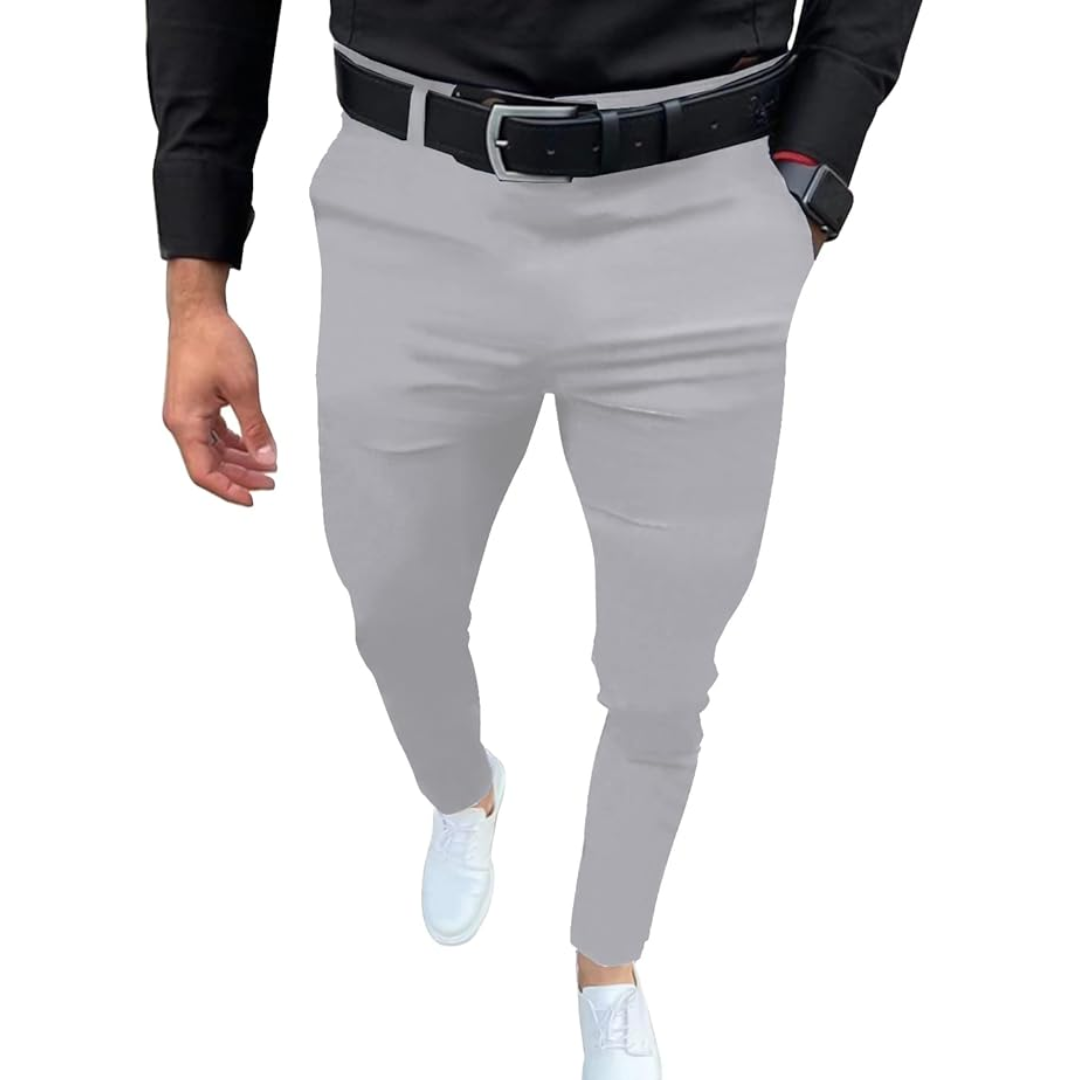 Slim Fit Stretch Męskie Spodnie - Boaz-Jasnoszary-S-Trend Polska