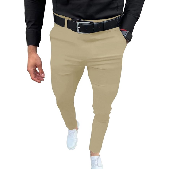 Slim Fit Stretch Męskie Spodnie - Boaz-Khaki-S-Trend Polska
