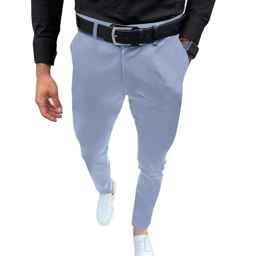 Slim Fit Stretch Męskie Spodnie - Boaz-Niebieski-S-Trend Polska