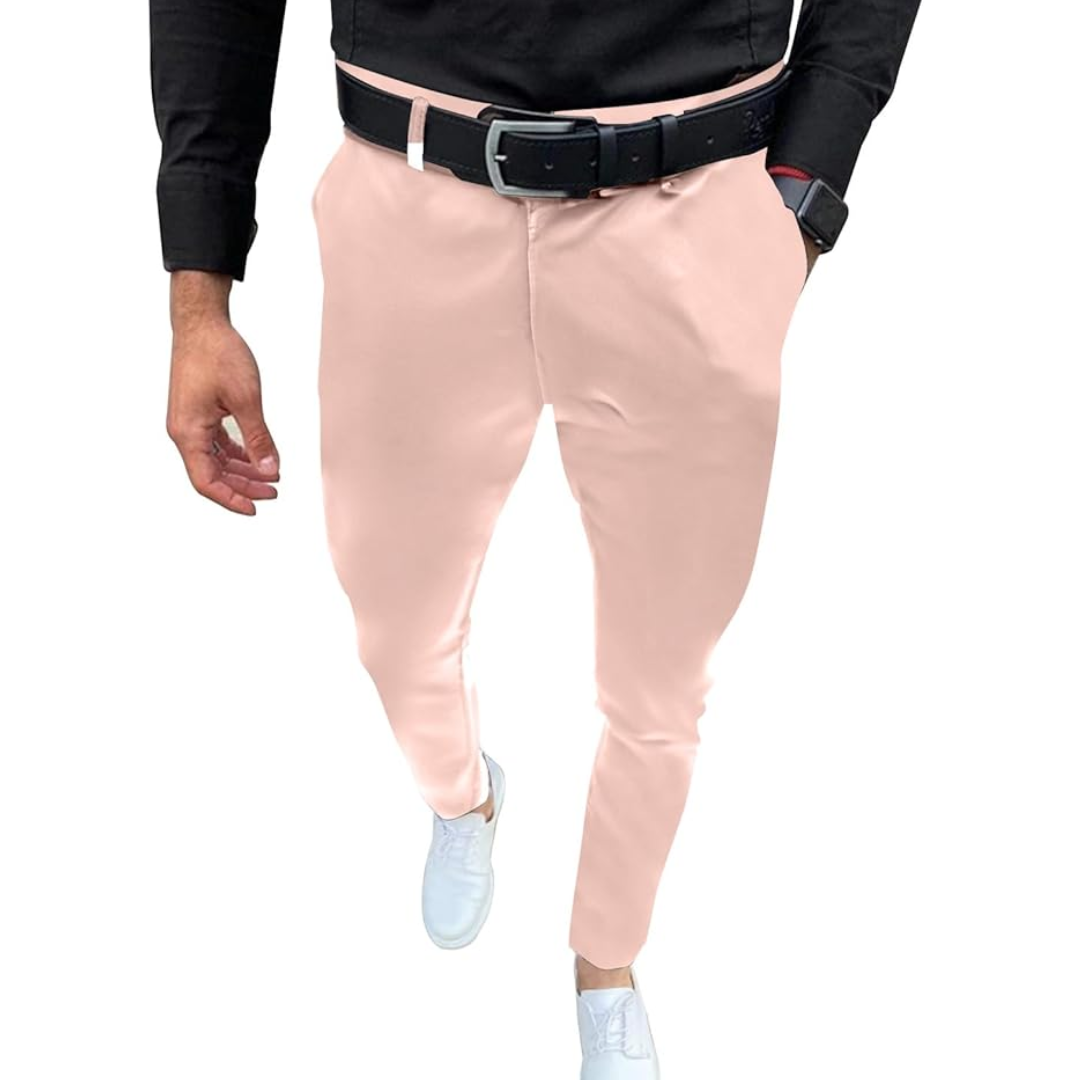 Slim Fit Stretch Męskie Spodnie - Boaz-Różowy-S-Trend Polska