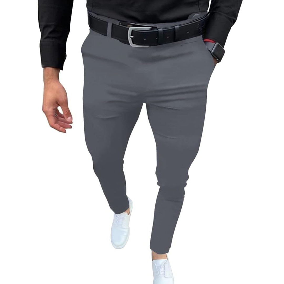 Slim Fit Stretch Męskie Spodnie - Boaz-Szary-S-Trend Polska