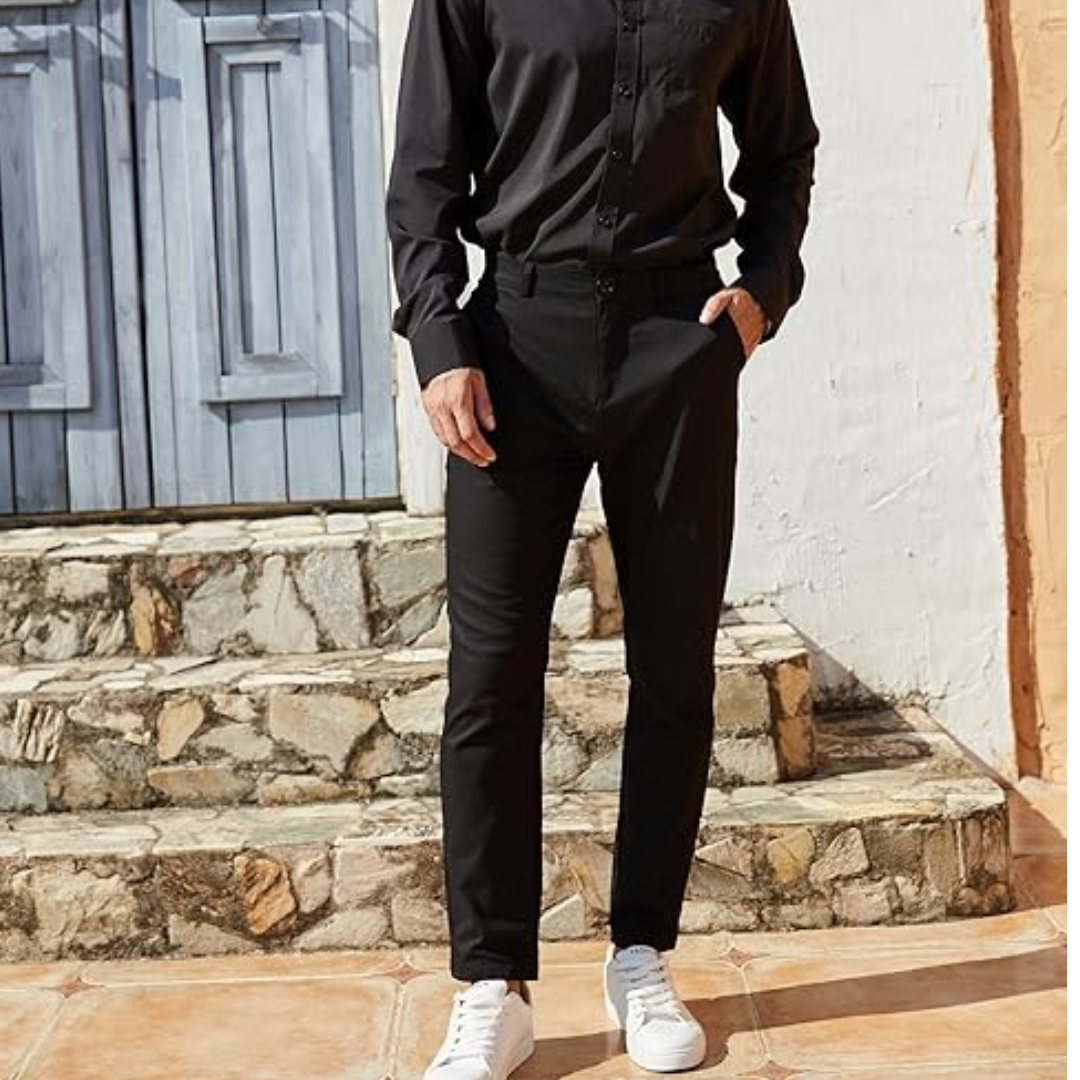 Slim Fit Stretch Męskie Spodnie - Boaz-Czarny-S-Trend Polska