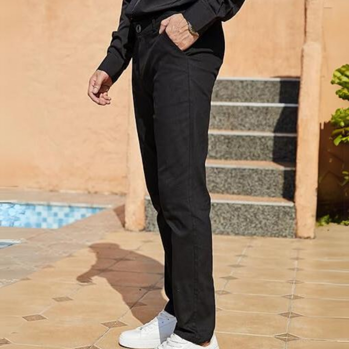 Slim Fit Stretch Męskie Spodnie - Boaz-Czarny-S-Trend Polska