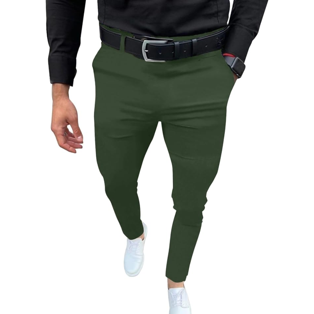 Slim Fit Stretch Męskie Spodnie - Boaz-Zielony-S-Trend Polska