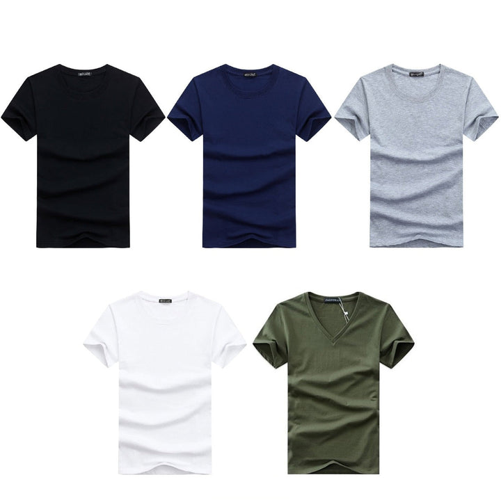 Slim Fit T-shirt męski z dekoltem w serek 1+1 GRATIS – Wygodne i odpowiednie na co dzień – Jonas-Czarny-S-Trend Polska