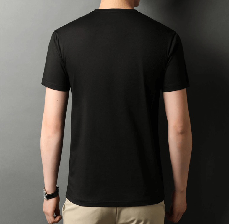 Slim Fit T-shirt męski z dekoltem w serek 1+1 GRATIS – Wygodne i odpowiednie na co dzień – Jonas-Czarny-S-Trend Polska