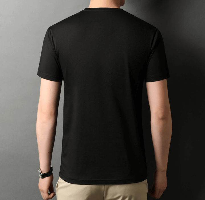 Slim Fit T-shirt męski z dekoltem w serek 1+1 GRATIS – Wygodne i odpowiednie na co dzień – Jonas-Czarny-S-Trend Polska