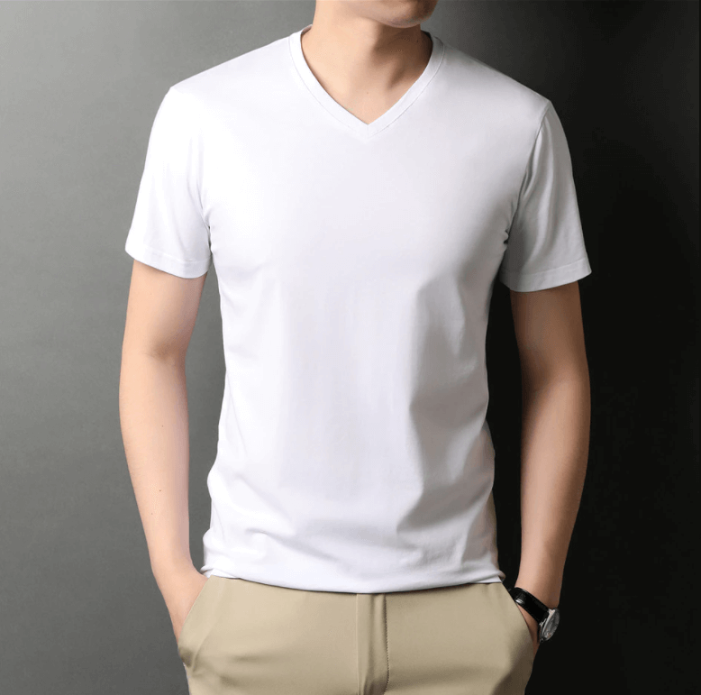 Slim Fit T-shirt męski z dekoltem w serek 1+1 GRATIS – Wygodne i odpowiednie na co dzień – Jonas-Czarny-S-Trend Polska