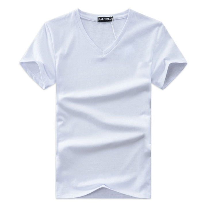 Slim Fit T-shirt męski z dekoltem w serek 1+1 GRATIS – Wygodne i odpowiednie na co dzień – Jonas-Czarny-S-Trend Polska