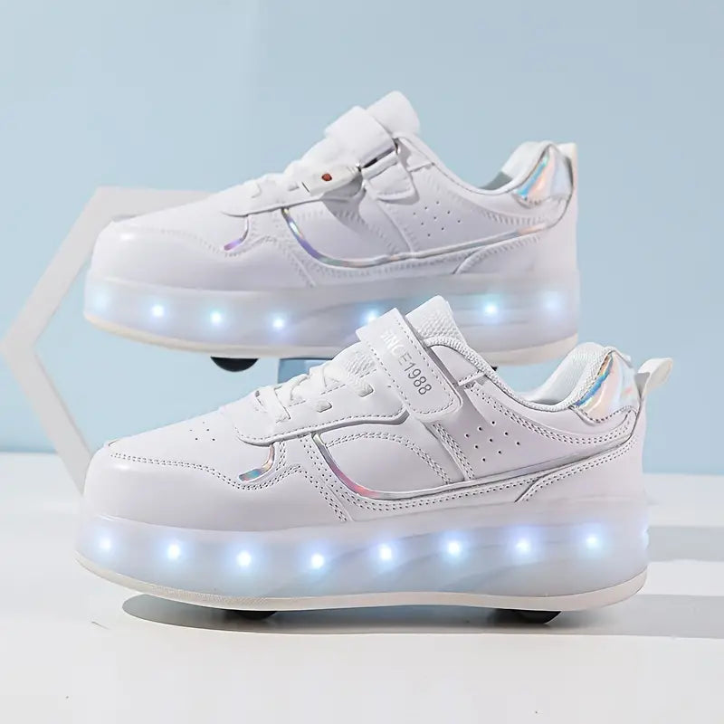 Ślizgaj się w stylu z Velo – sneakersy z kółkami i świecącą podeszwą-Biały-29-Trend Polska