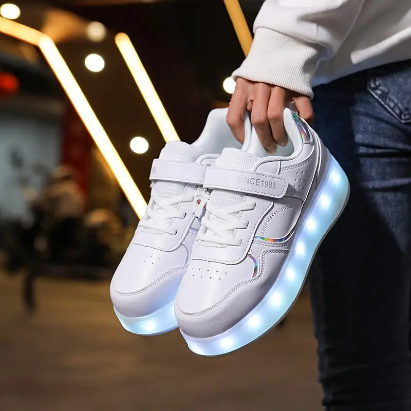 Ślizgaj się w stylu z Velo – sneakersy z kółkami i świecącą podeszwą-Fioletowy-29-Trend Polska