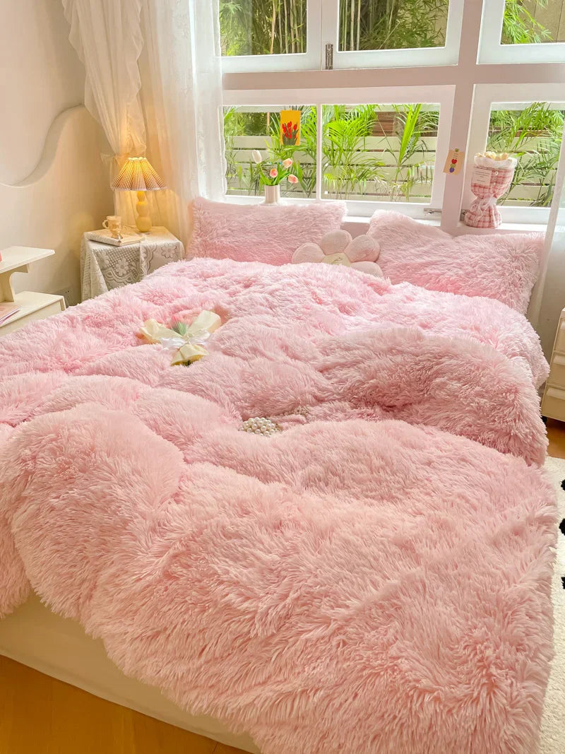Słodkodowy Kolorowy Pokrowiec Na Pościel - FluffCandy-Ciemnoszary-1,5m łóżko-Trend Polska