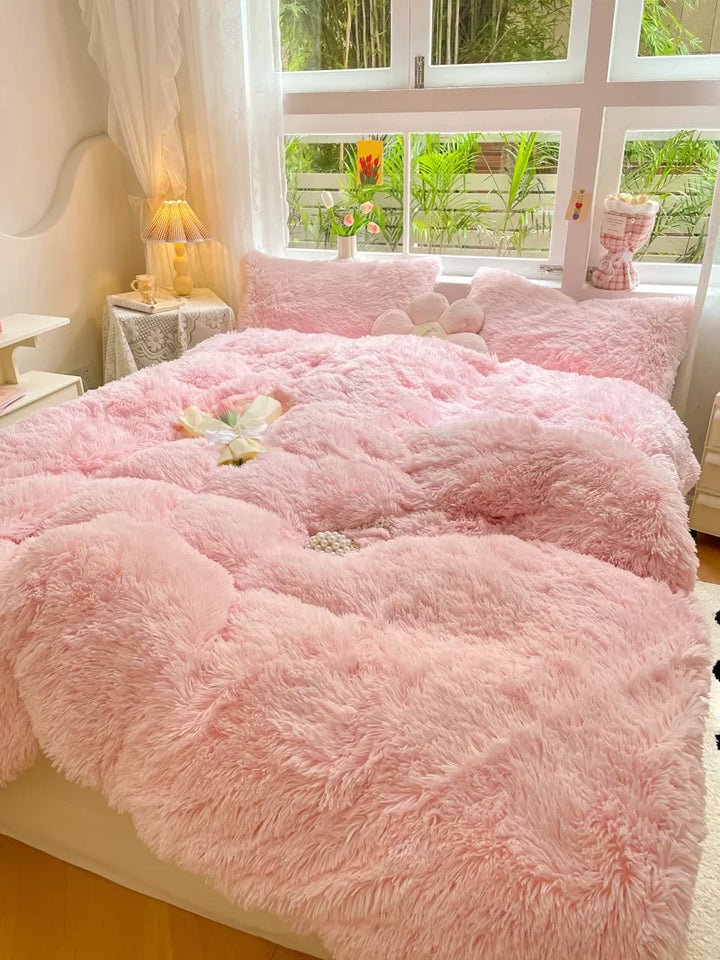 Słodkodowy Kolorowy Pokrowiec Na Pościel - FluffCandy-Ciemnoszary-1,5m łóżko-Trend Polska