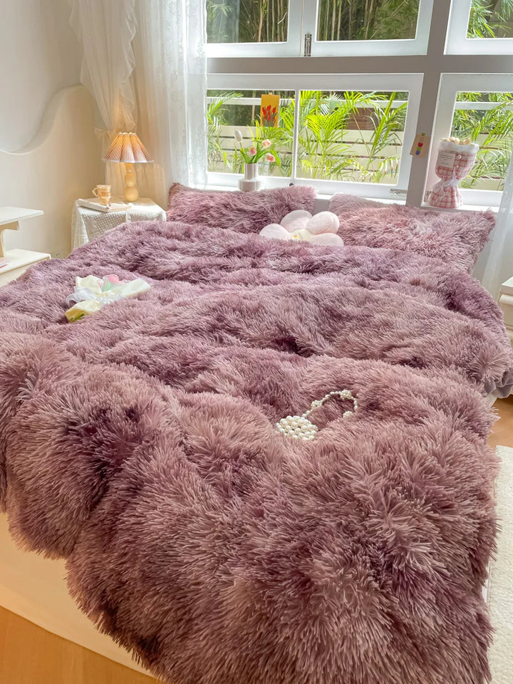Słodkodowy Kolorowy Pokrowiec Na Pościel - FluffCandy-Ciemnoszary-1,5m łóżko-Trend Polska
