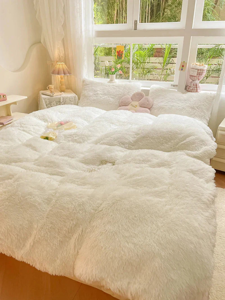 Słodkodowy Kolorowy Pokrowiec Na Pościel - FluffCandy-Ciemnoszary-1,5m łóżko-Trend Polska
