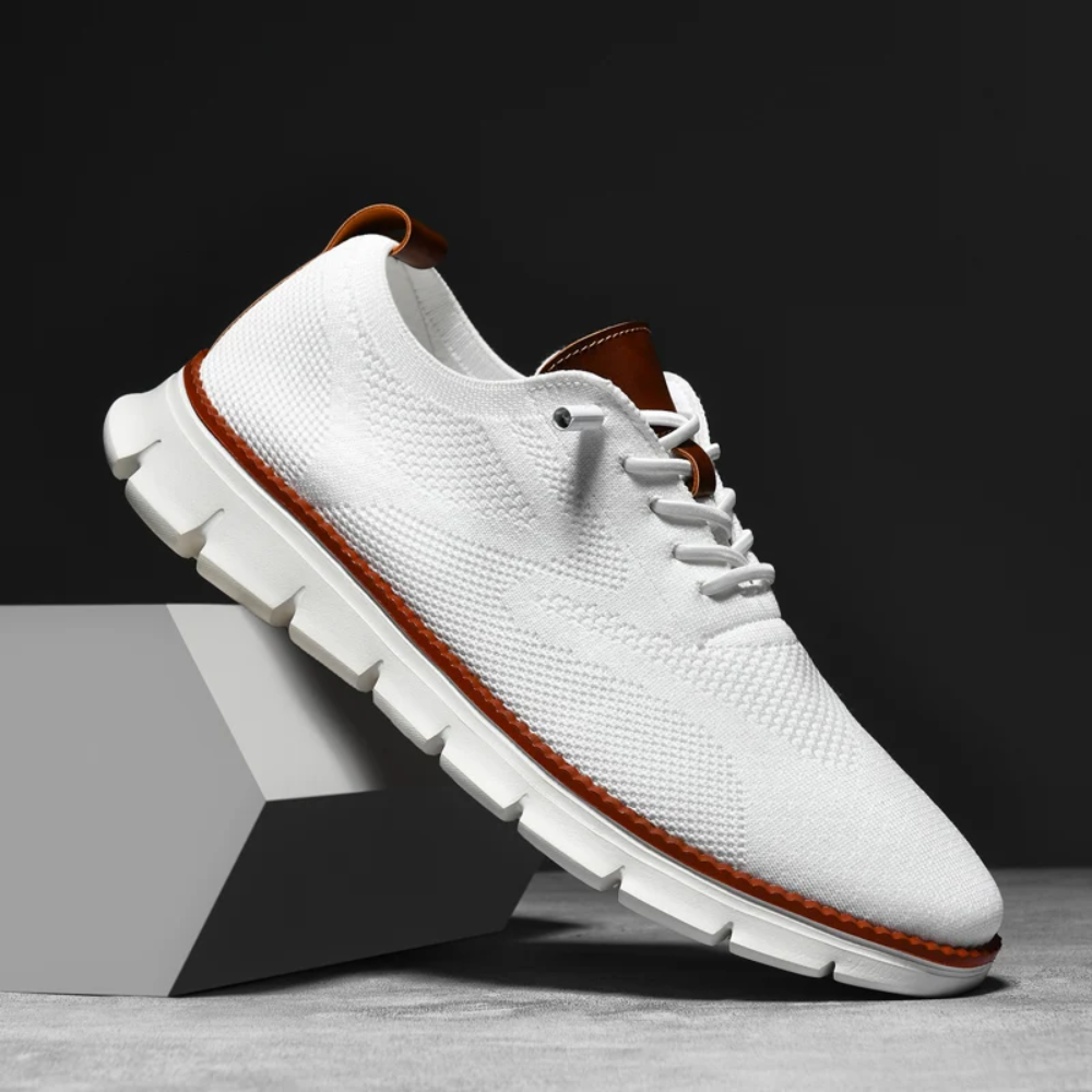 Sneakers męskie ortopedyczne z dzianiny – Bram-Biały-39-Trend Polska