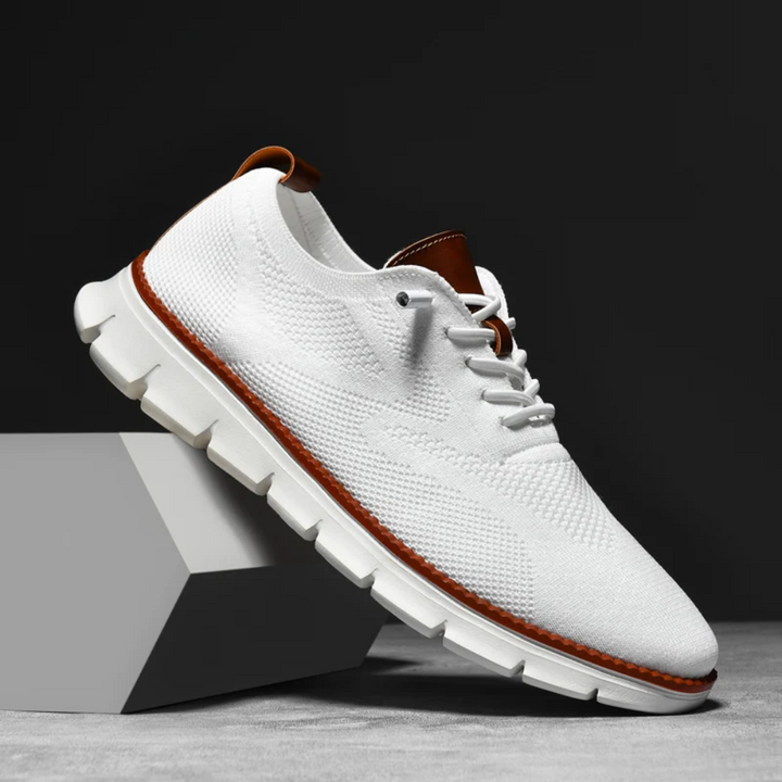 Sneakers męskie ortopedyczne z dzianiny – Bram-Biały-39-Trend Polska
