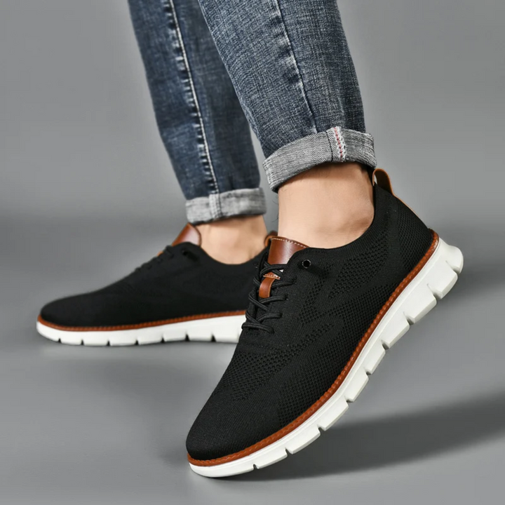 Sneakers męskie ortopedyczne z dzianiny – Bram-Biały-39-Trend Polska