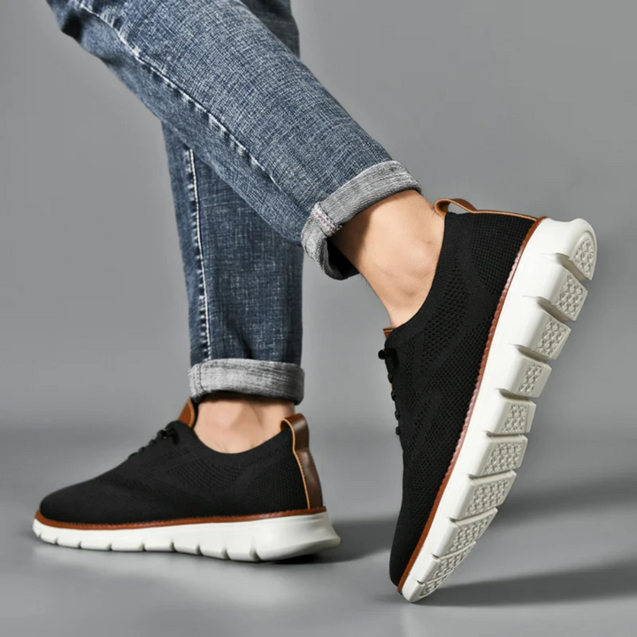 Sneakers męskie ortopedyczne z dzianiny – Bram-Biały-39-Trend Polska