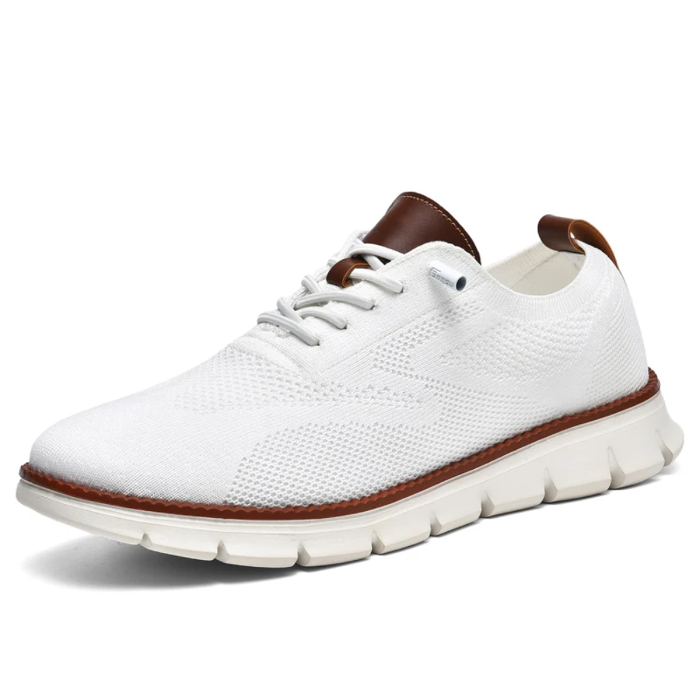 Sneakers męskie ortopedyczne z dzianiny – Bram-Biały-39-Trend Polska