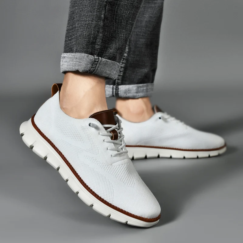 Sneakers męskie ortopedyczne z dzianiny – Bram-Biały-39-Trend Polska