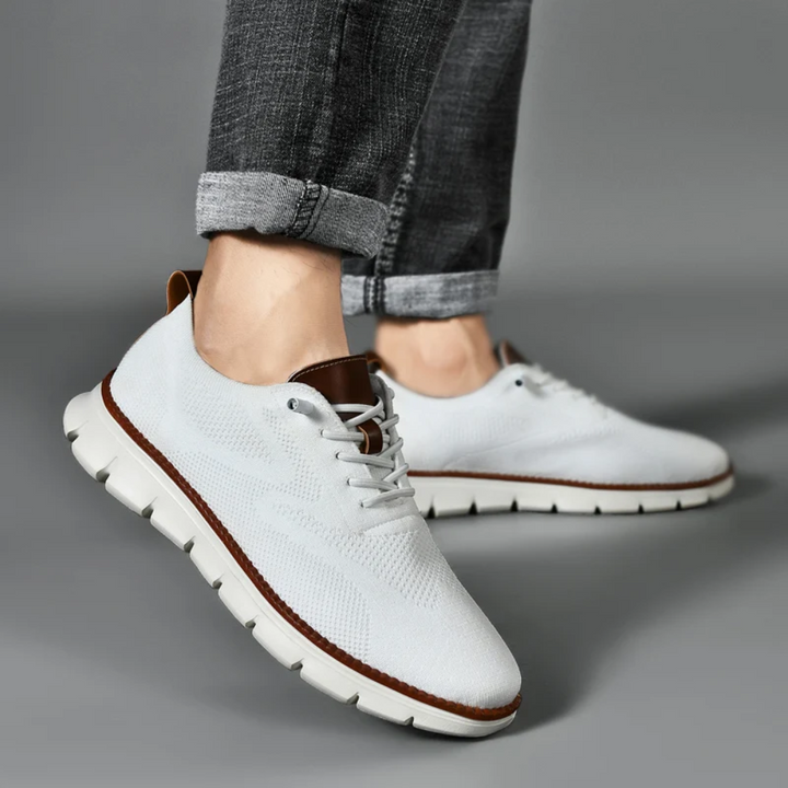 Sneakers męskie ortopedyczne z dzianiny – Bram-Biały-39-Trend Polska