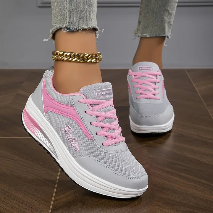 Sneakers ortopedyczne damskie - Ariana-Szary z różowym-35-Trend Polska