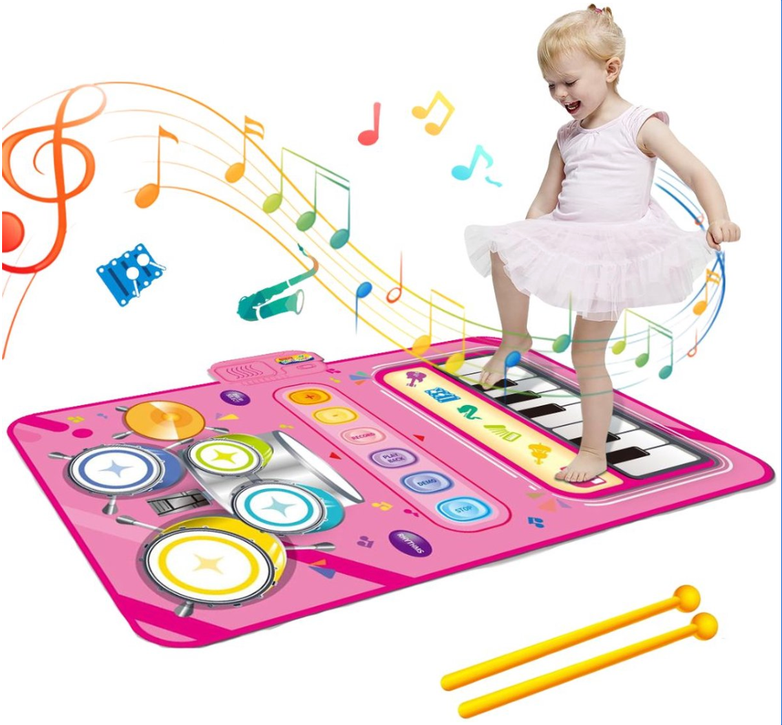 SoundSteps – 2-w-1 Muzyczna Mata do Zabawy z Pianinem i Perkusją-Różowy-Trend Polska