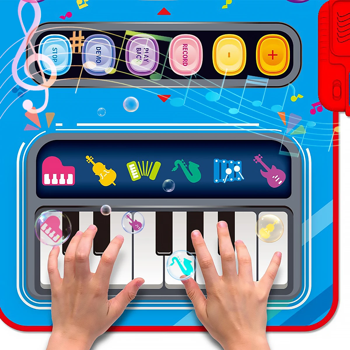 SoundSteps – 2-w-1 Muzyczna Mata do Zabawy z Pianinem i Perkusją-Niebieski-Trend Polska