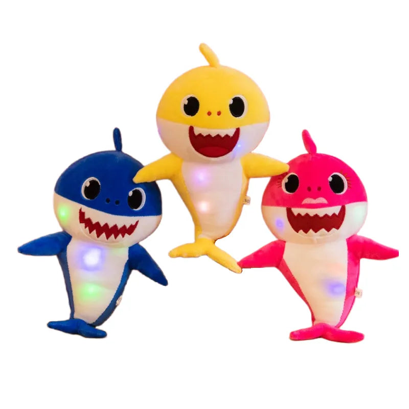 Śpiewająca rekina przytulanka z muzyką i światłem - GlowShark-3-pak-Przytulisko-Trend Polska