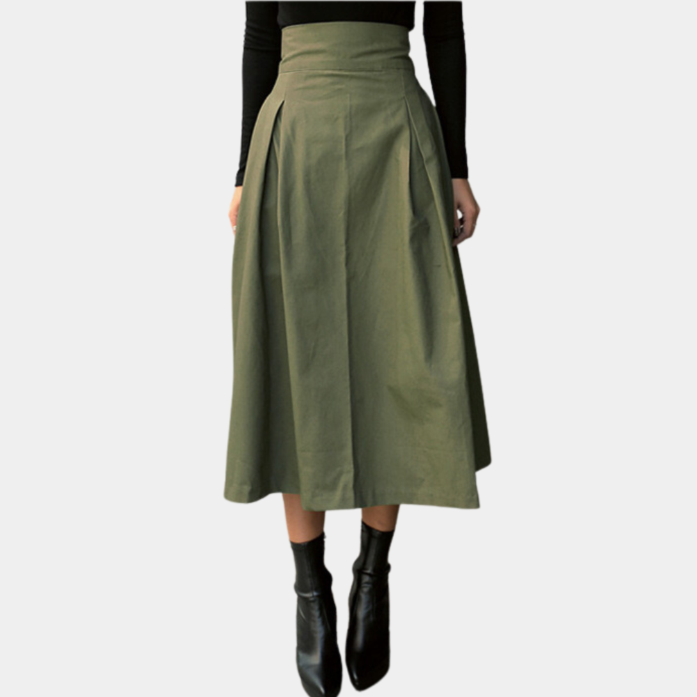 Spódnica z wysokim stanem z detalem w postaci kokardy - Elina-Czarny-XS-Trend Polska