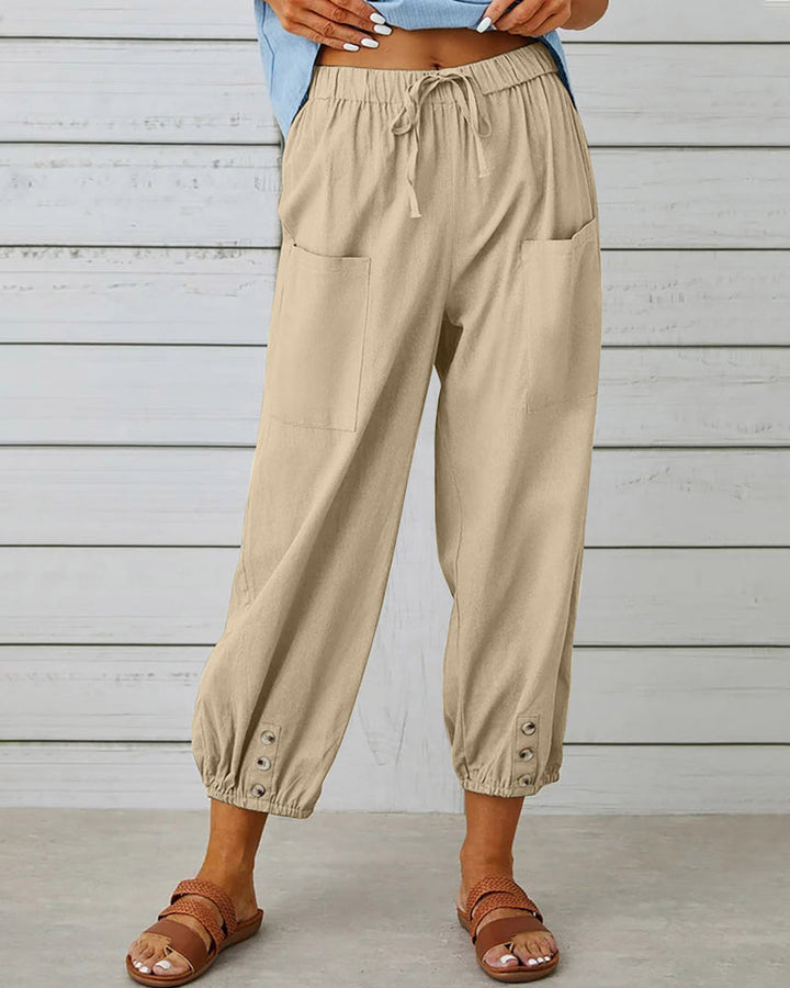 Spodnie damskie z wysokim stanem – Olivia-Khaki-S-Trend Polska
