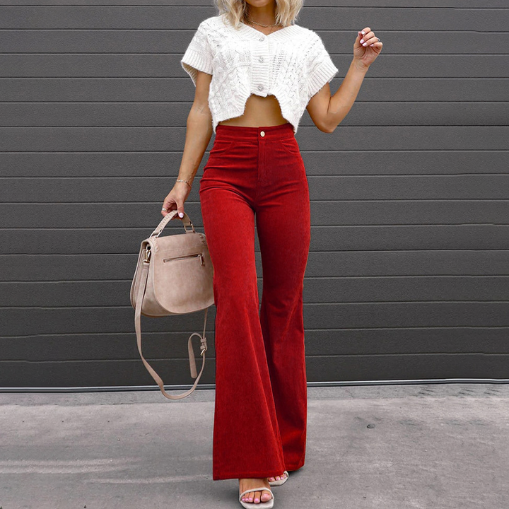 Spodnie w stylu flare Vogue - Isabella-Karmijnczerwony-S-Trend Polska