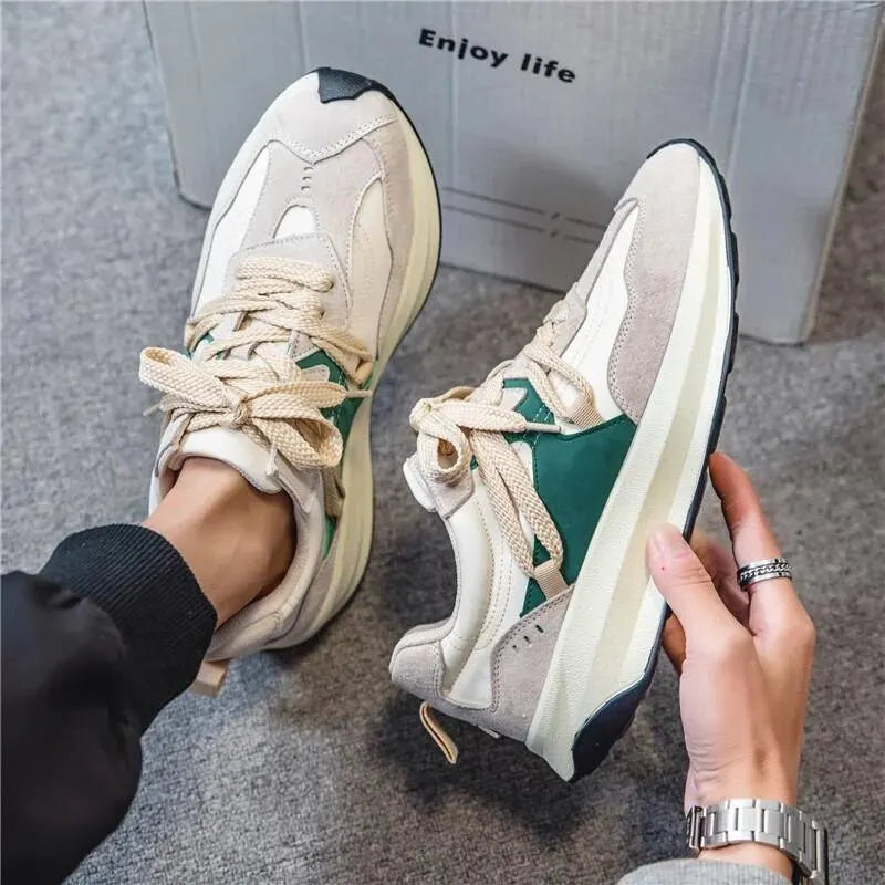 Sportowe elastyczne męskie sneakersy - Lars-39-Zielony-Trend Polska