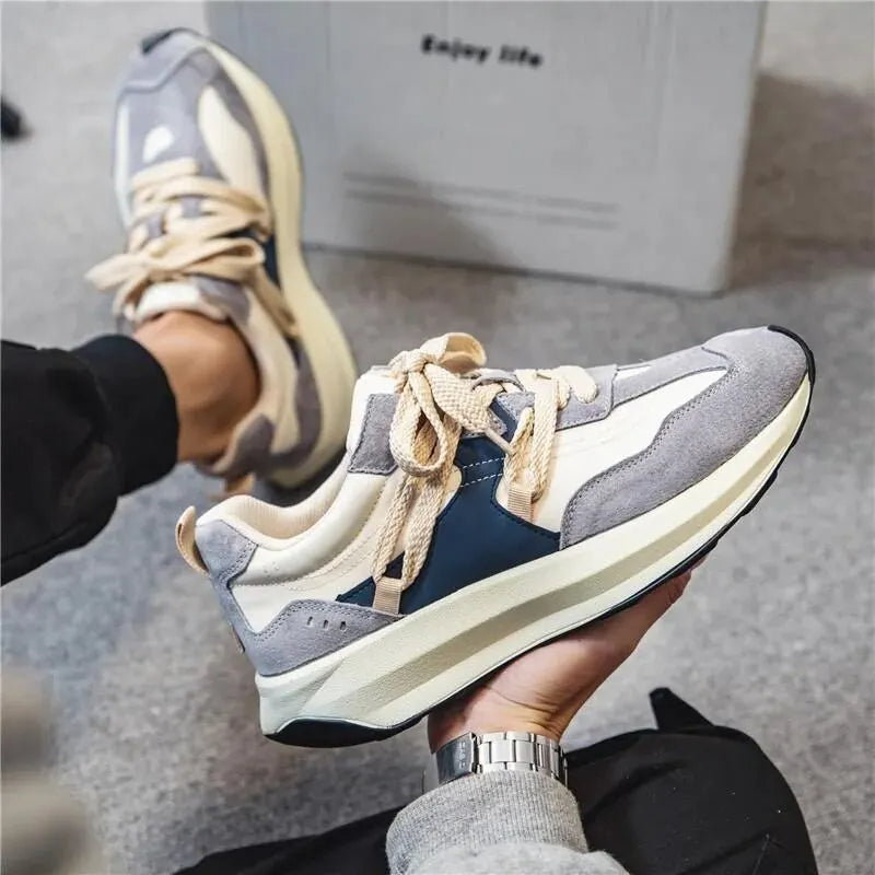 Sportowe elastyczne męskie sneakersy - Lars-39-Szary-Trend Polska