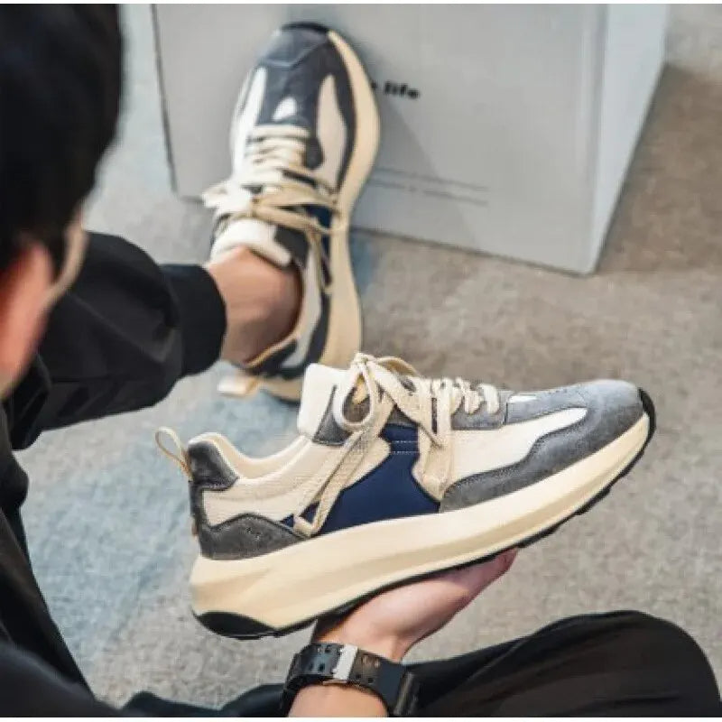 Sportowe elastyczne męskie sneakersy - Lars-39-Szary-Trend Polska