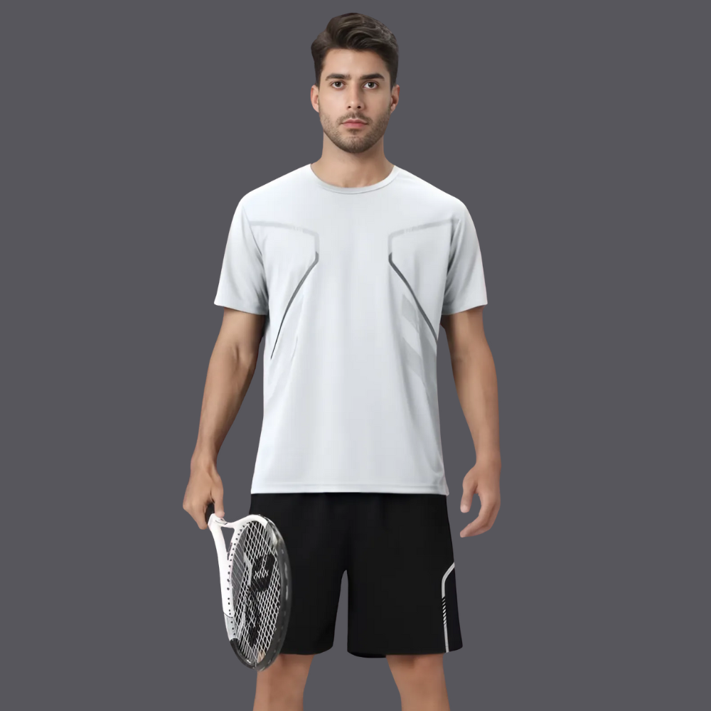Sportowy strój dla mężczyzn – T-shirt i szorty do treningu i rekreacji-Czarny-M-Trend Polska
