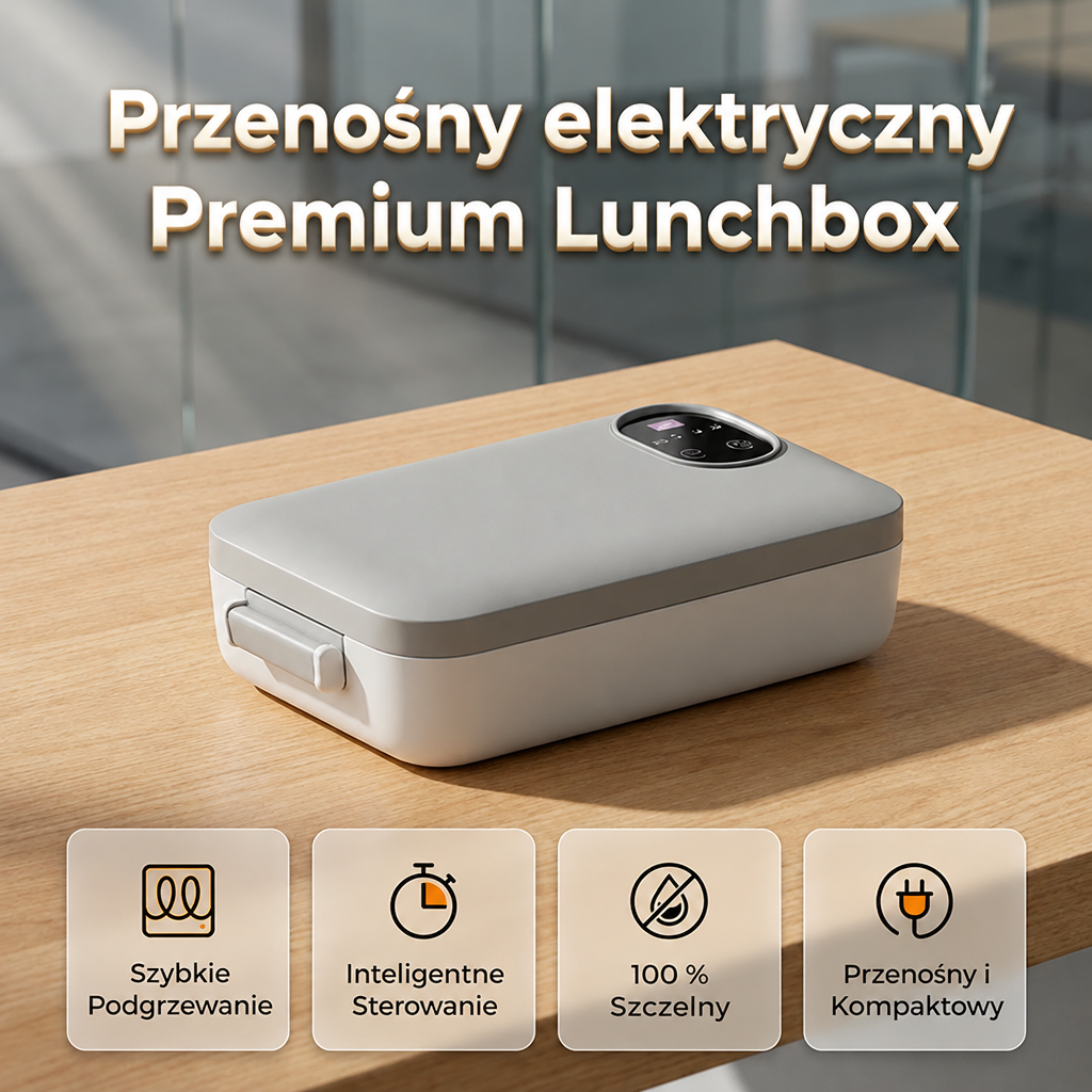 Elektryczny, bezprzewodowy lunchbox z funkcją samonagrzewania i wkładem ze stali nierdzewnej
