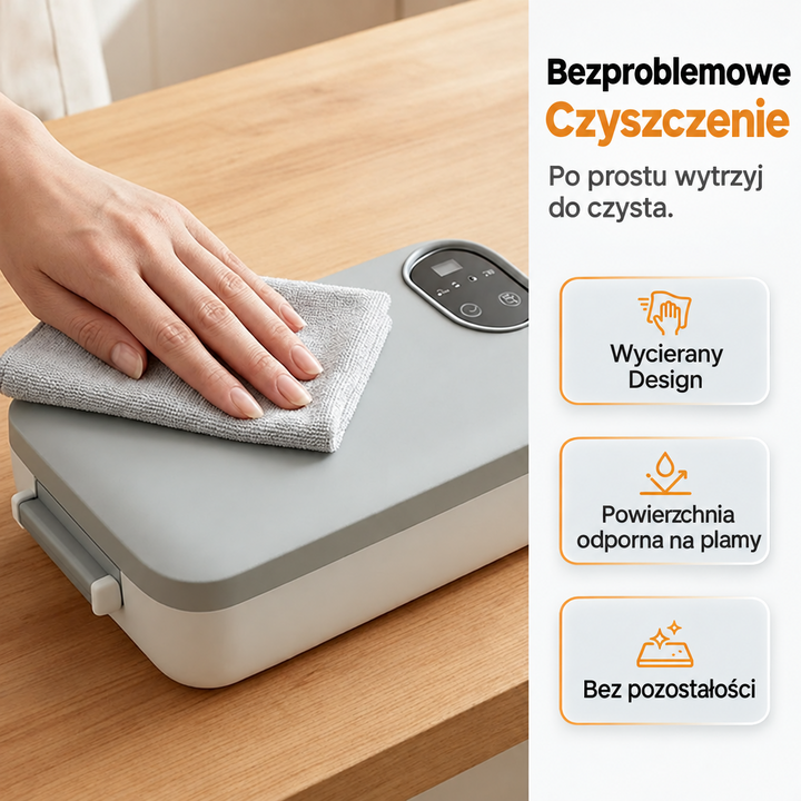 Elektryczny, bezprzewodowy lunchbox z funkcją samonagrzewania i wkładem ze stali nierdzewnej