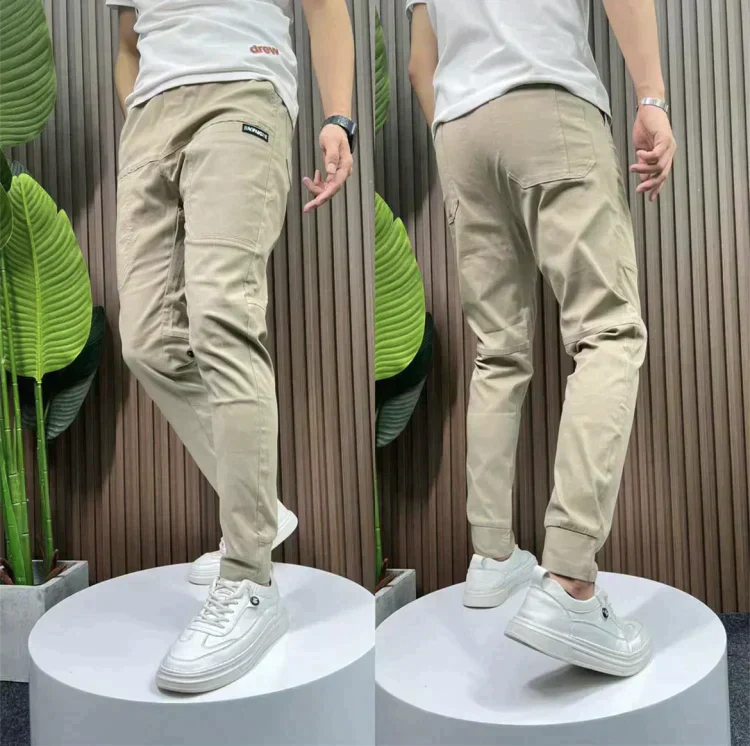 Stretch Męskie Spodnie Cargo - Arlo-Beżowy-28 - 29 (50-60 kg)-Trend Polska