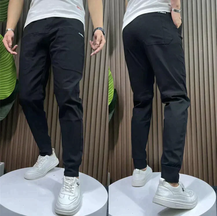 Stretch Męskie Spodnie Cargo - Arlo-Czarny-28 - 29 (50-60 kg)-Trend Polska