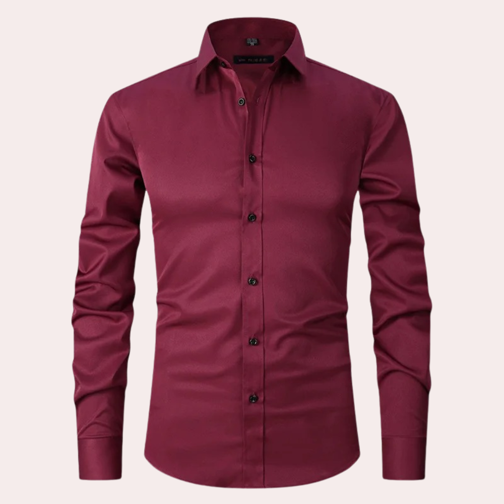 Stretchowa koszula męska - Luca-Bordeaux czerwień-S-Trend Polska