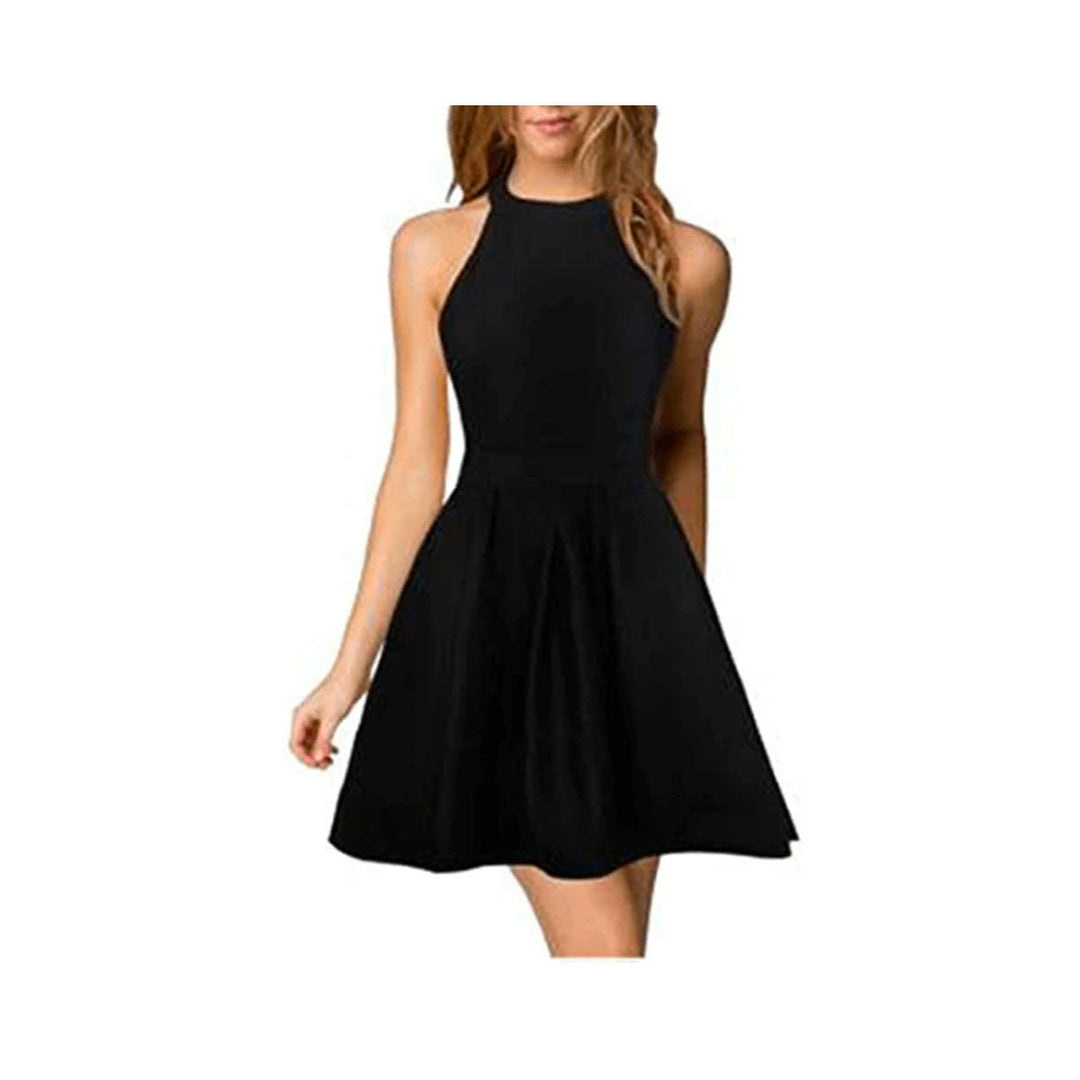 Stylowa damska letnia sukienka z dekoltem halter – Malia-Czarny-S-Trend Polska