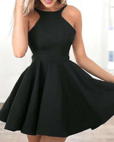 Stylowa damska letnia sukienka z dekoltem halter – Malia-Czarny-S-Trend Polska